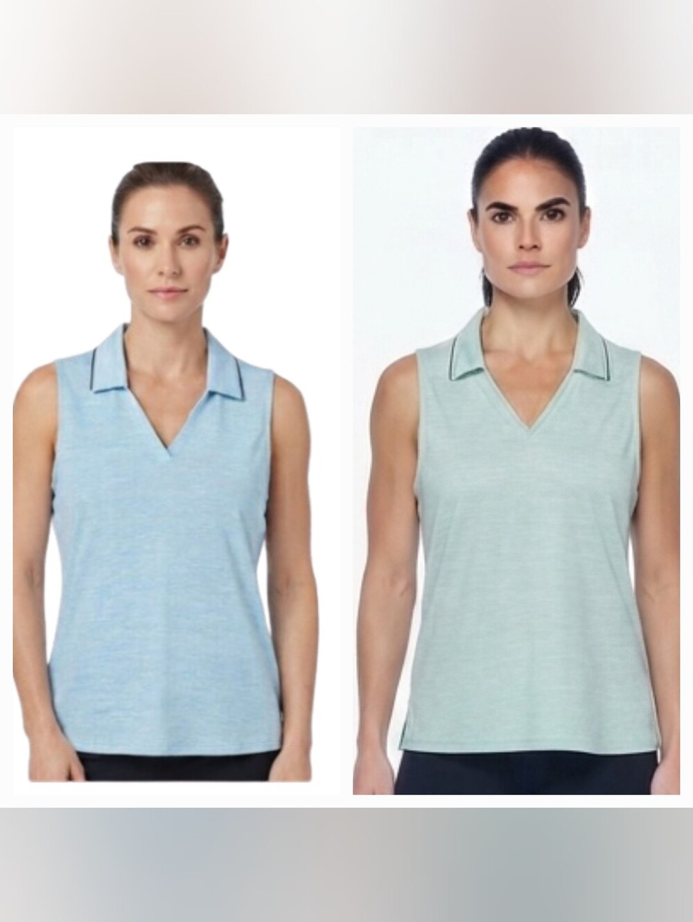 Skechers Women’s Sleeveless Collared V-Neck Tank Top in Light Blue and Mint